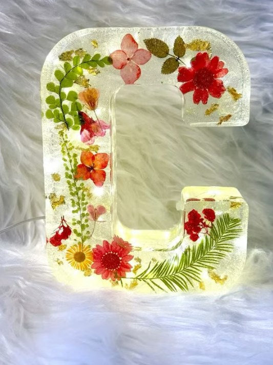 🌸Nattlampa med blommor i harts