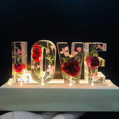 🌸Nattlampa med blommor i harts