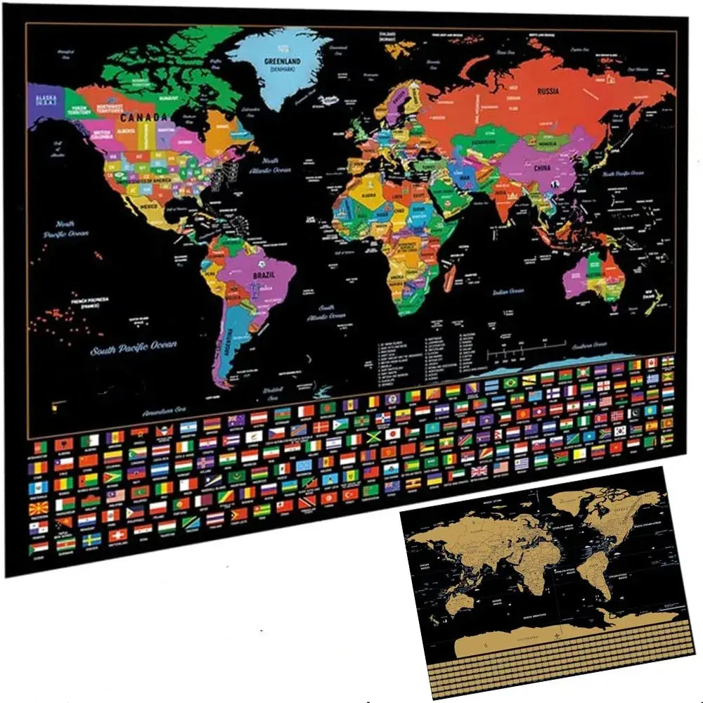 🌍Världskarta Med Skrapskal