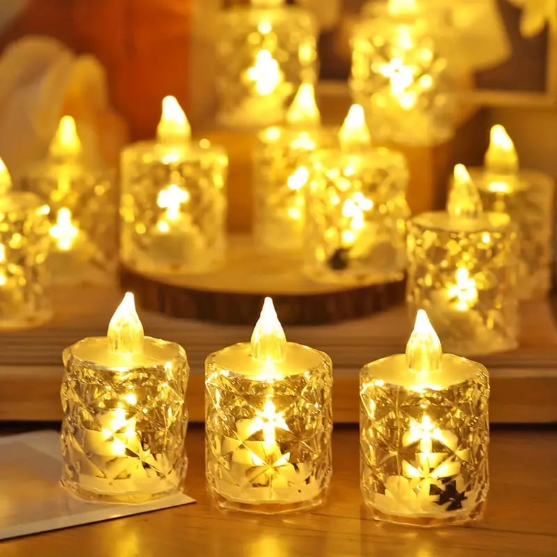 Flamlös ljusuppsättning i kristall